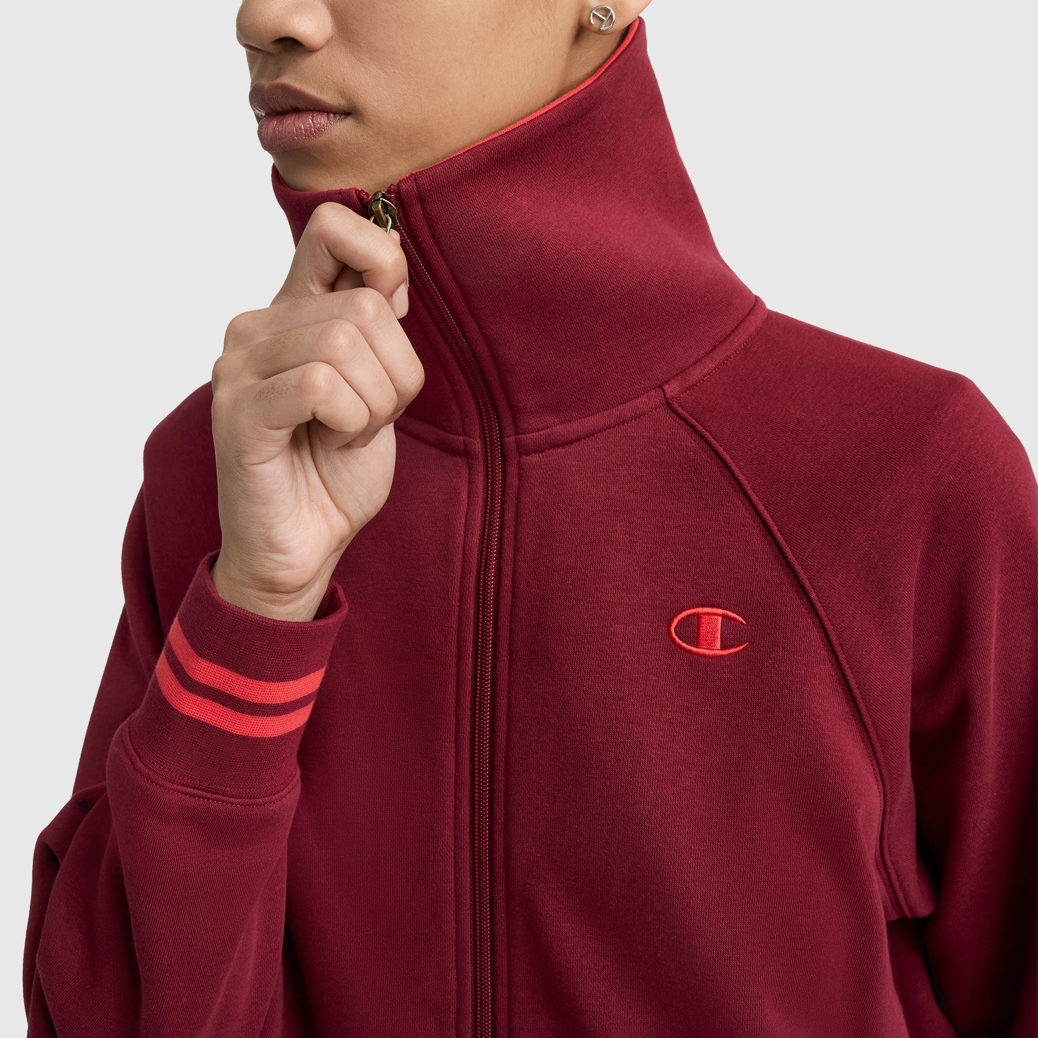 Pitcher Full-Zip Mockneck Top, C Logo