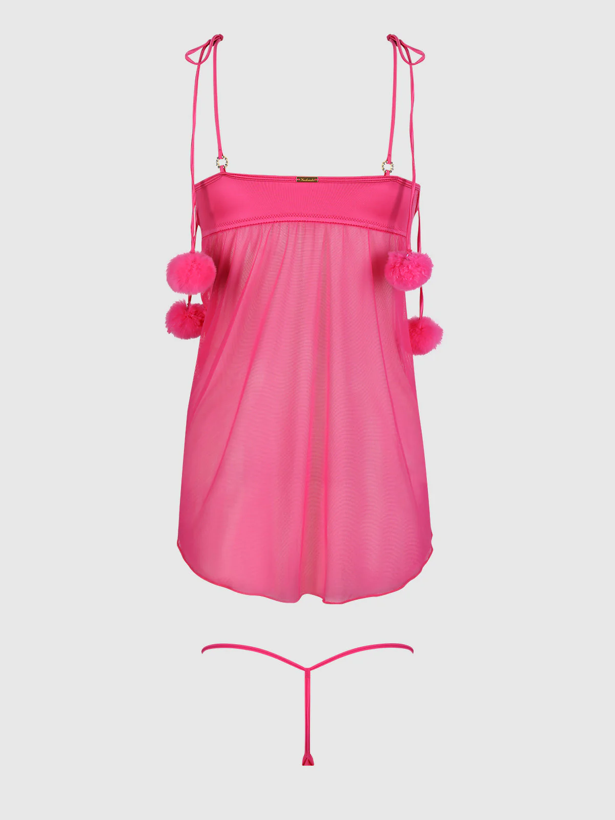 Scarlett Drop Off Open Front Marabou Babydoll & G-String