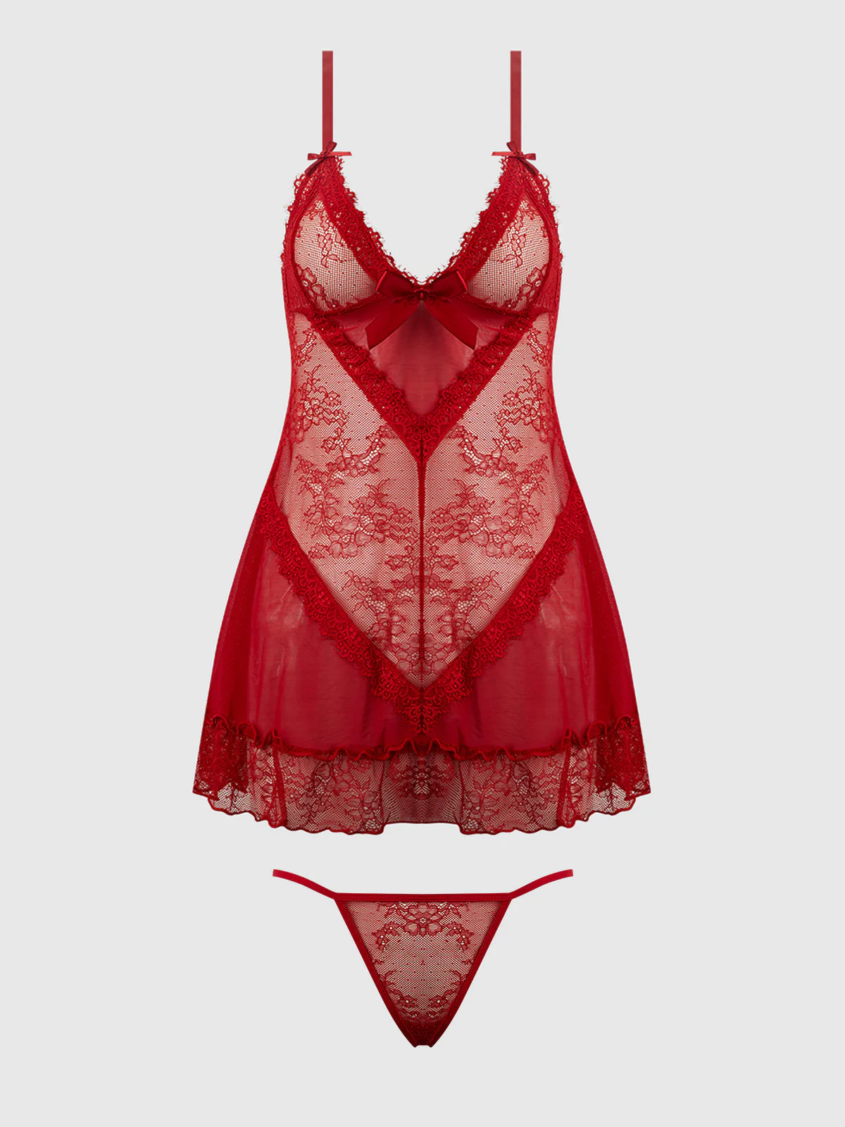 Chiara Lace & Mesh Babydoll Set