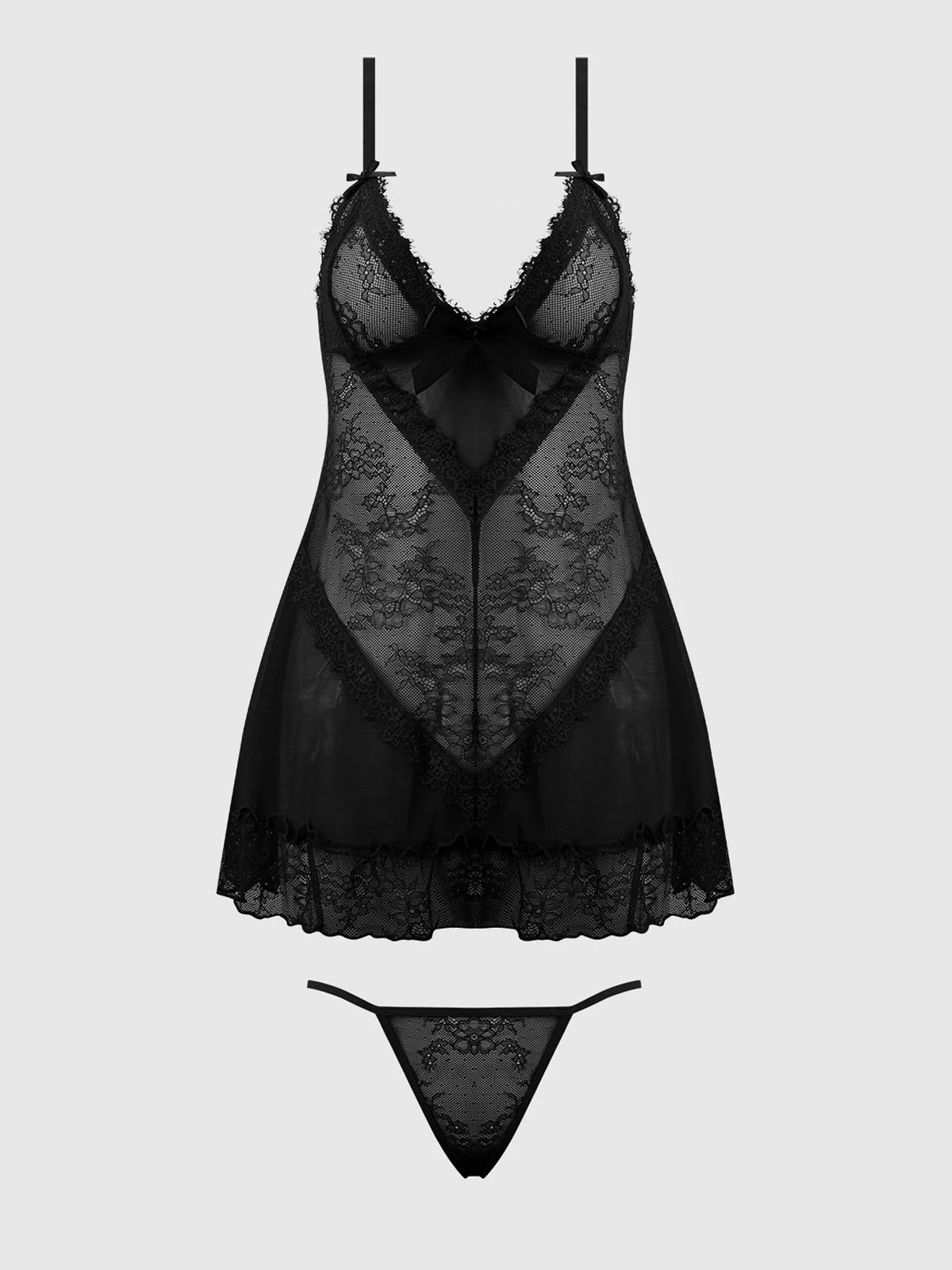 Chiara Lace & Mesh Babydoll Set
