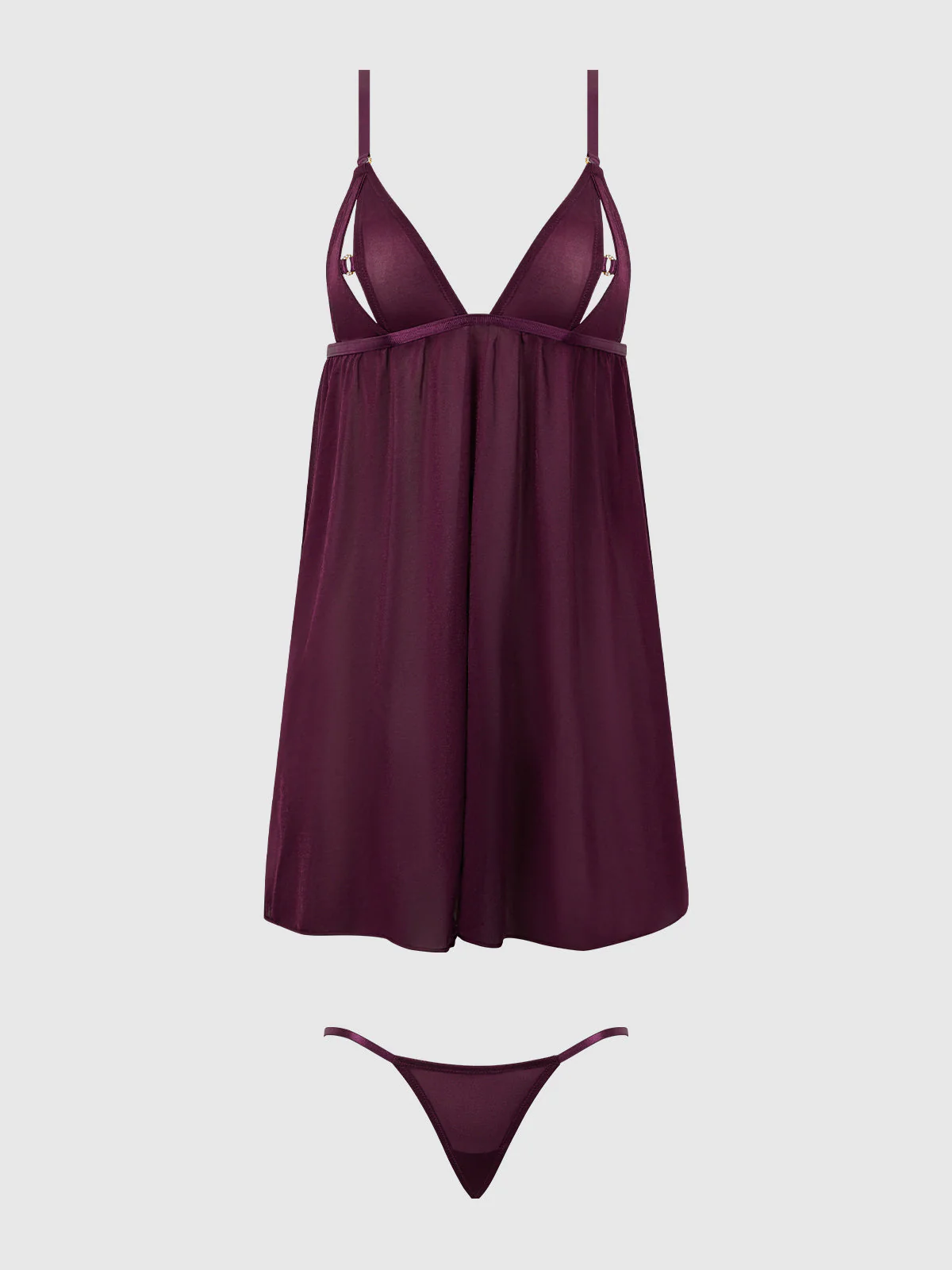 Pia Shine Mesh O-Ring Open Cup Babydoll Set