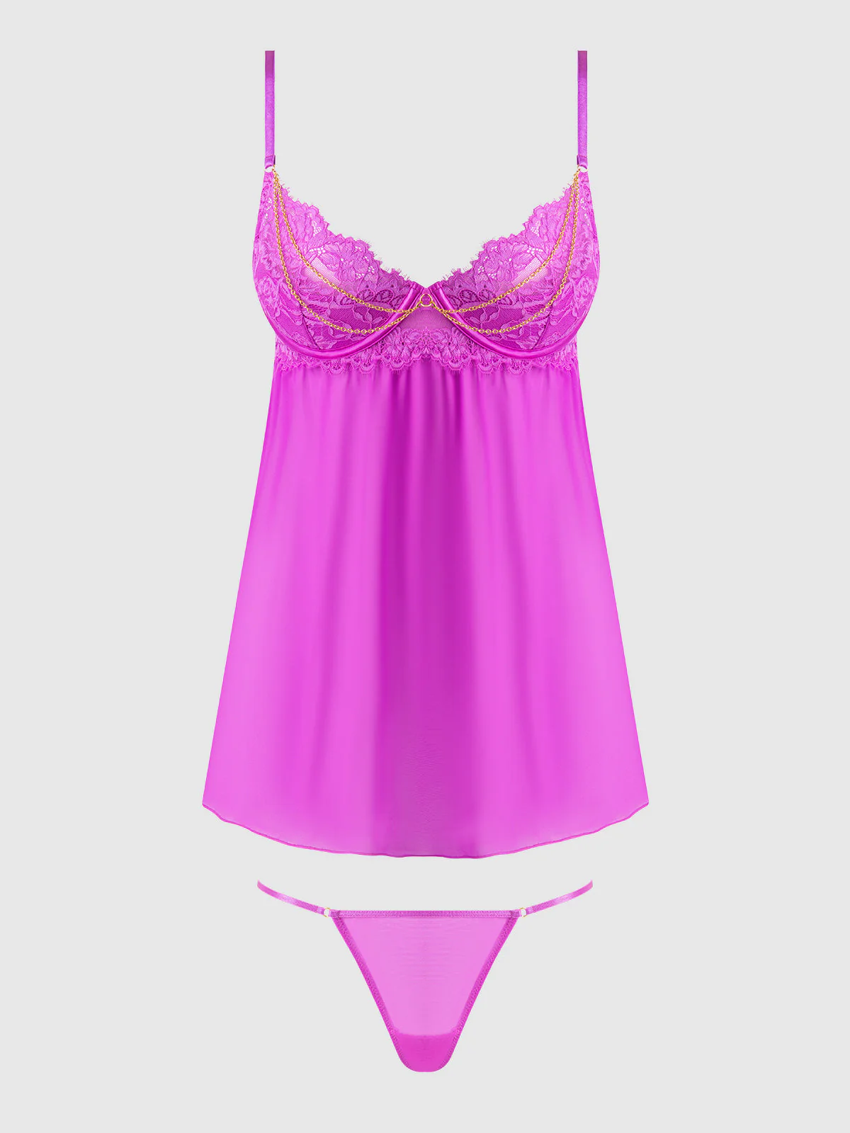 Arianna Lace & Chains Underwire Babydoll Set