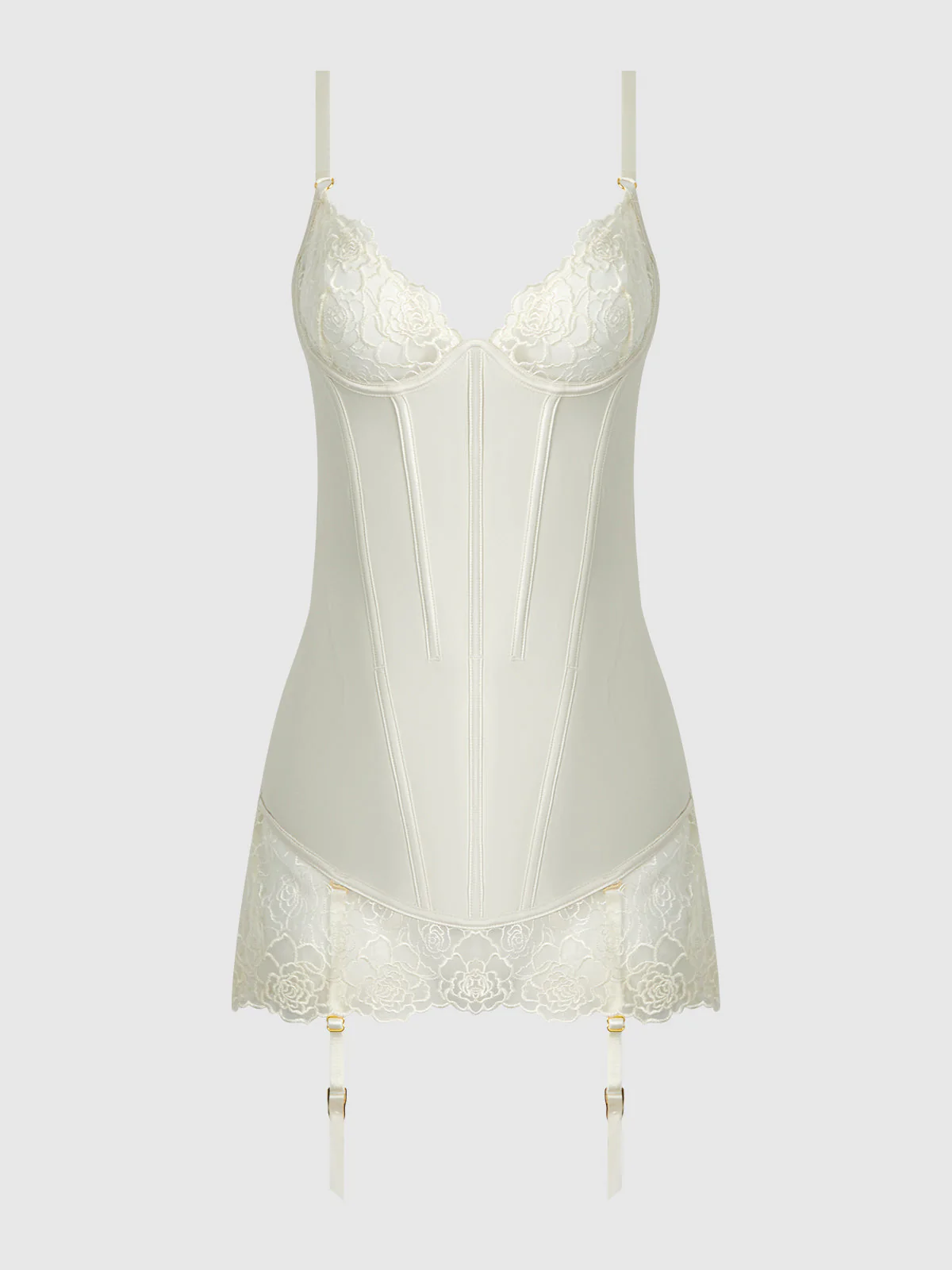 Melrose Embroidered Lace & Satin Chemise