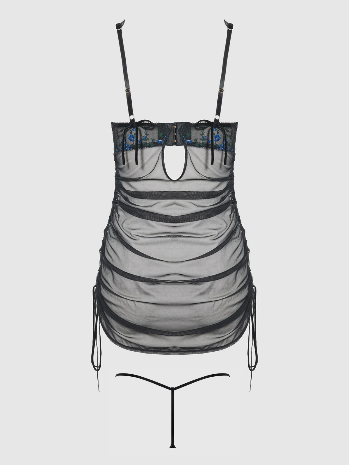Harlow Embroidered Stretch Mesh Chemise