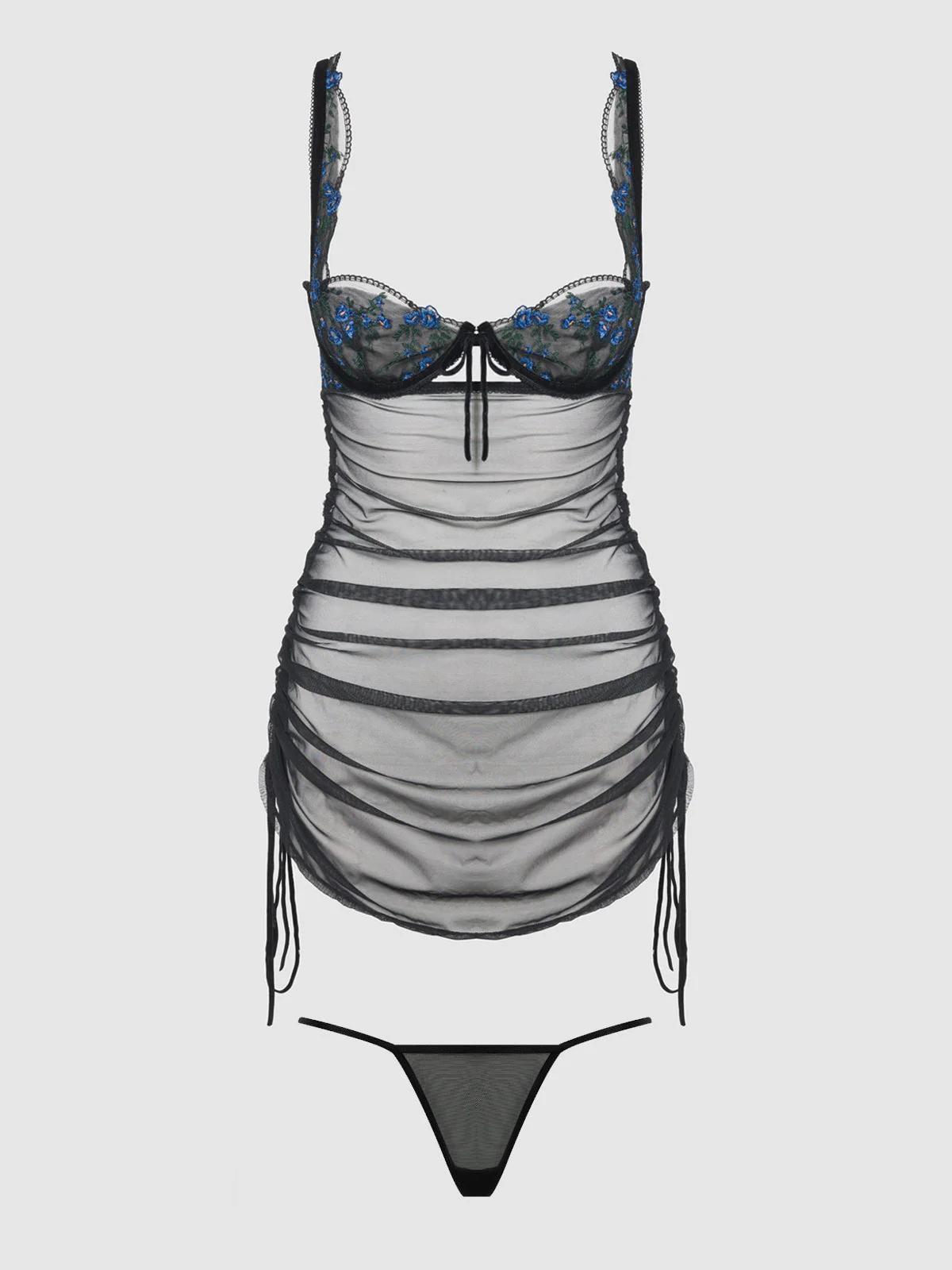 Harlow Embroidered Stretch Mesh Chemise