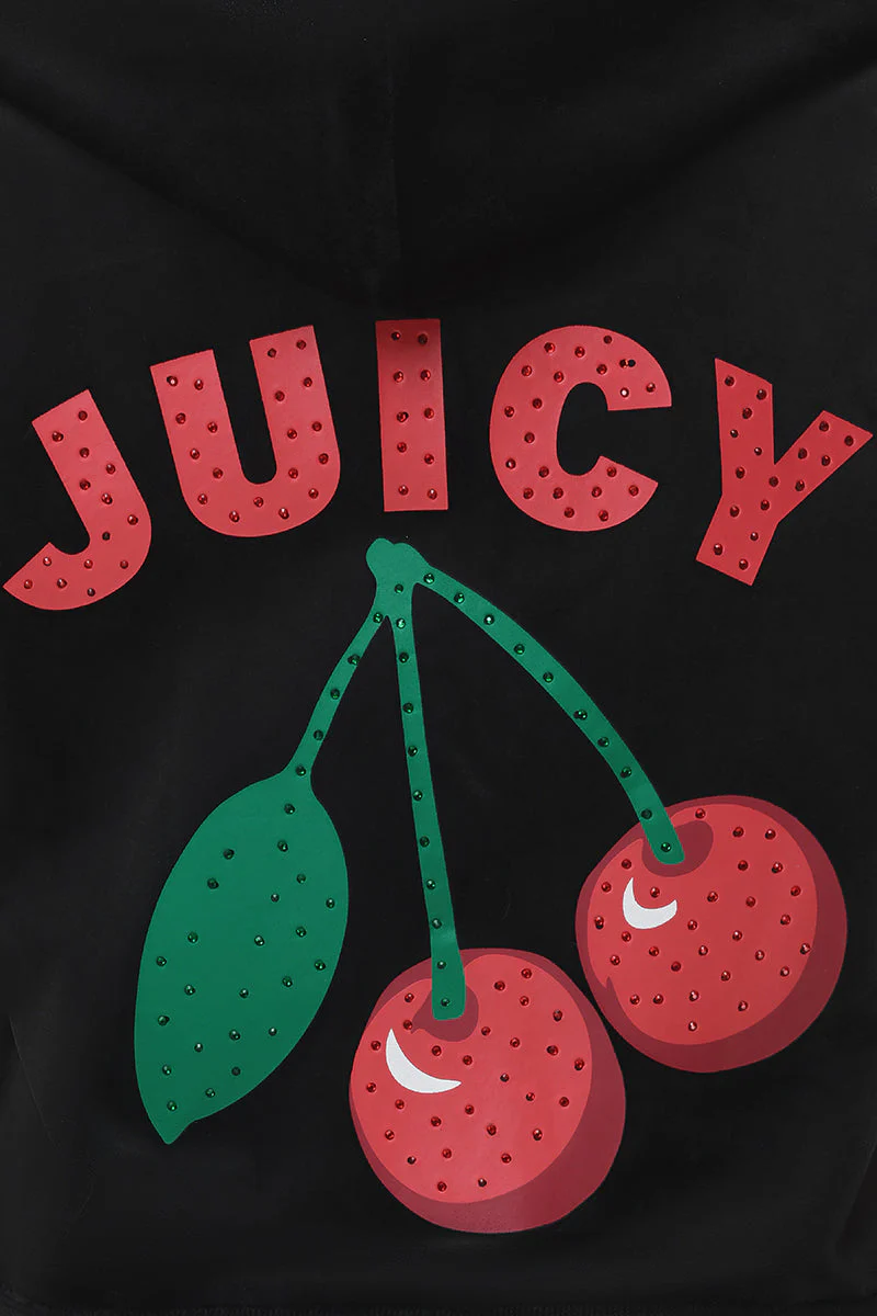 Cherry Bling Velour Hoodie