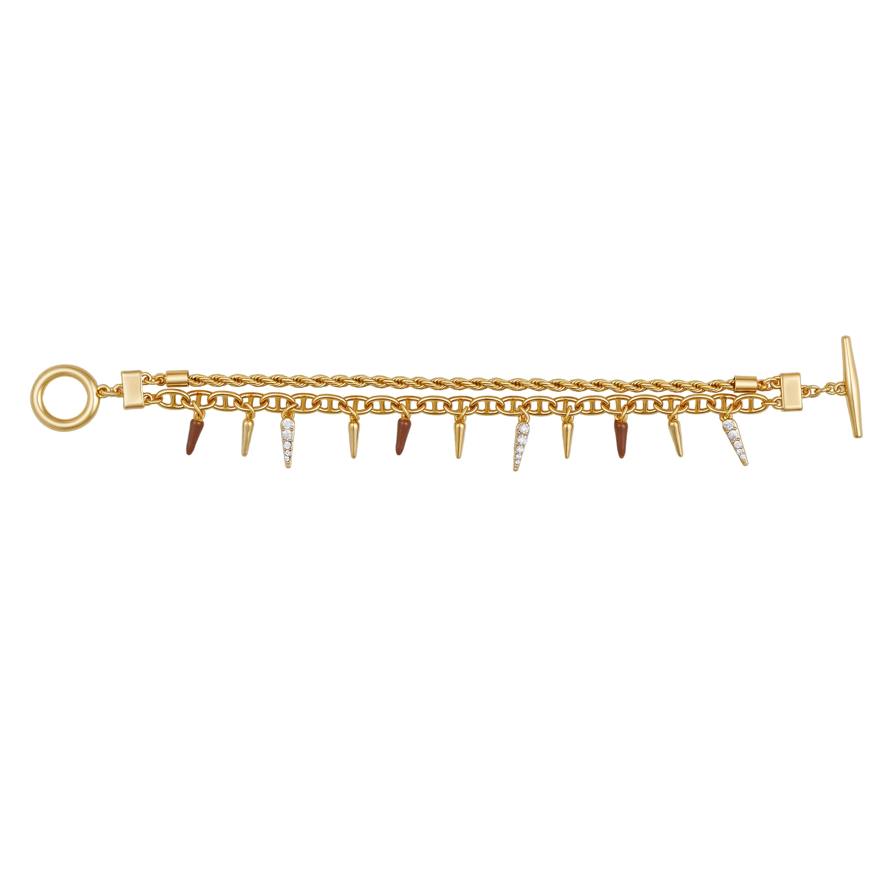 Crystal And Gold Tone Multi Strand Bracelet