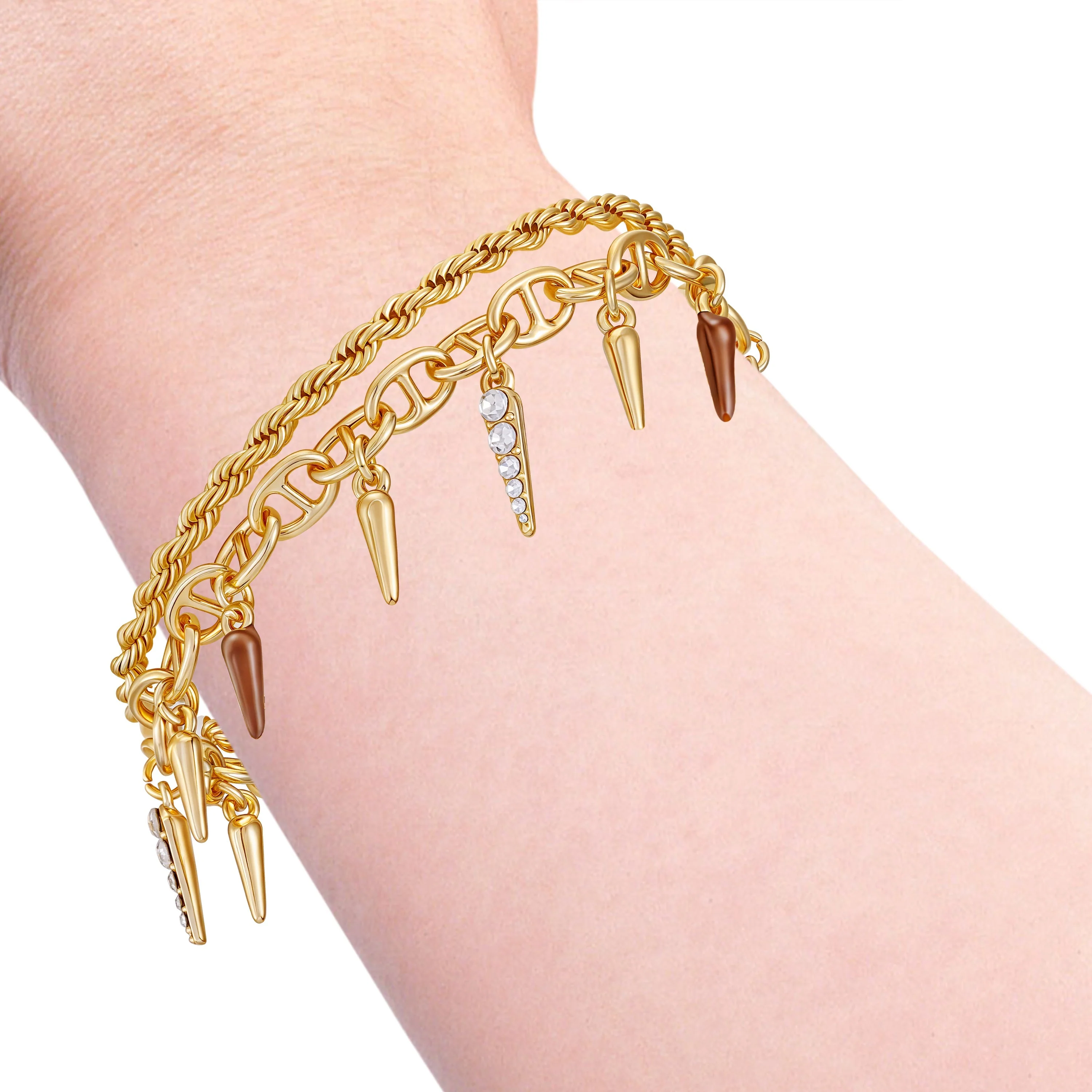 Crystal And Gold Tone Multi Strand Bracelet