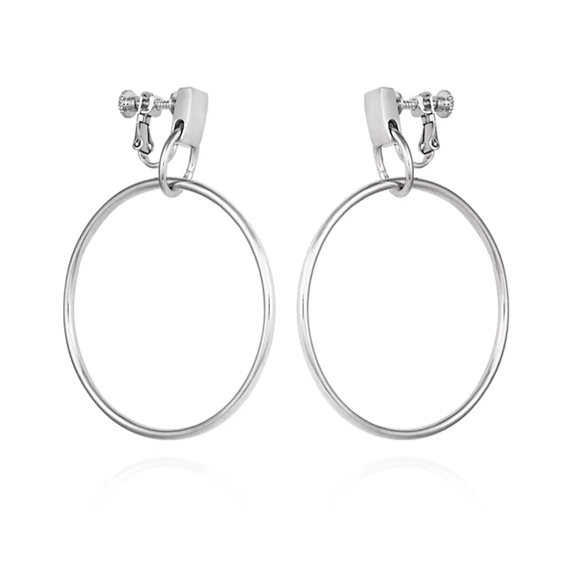 Drop Hoop Clip On Earrings
