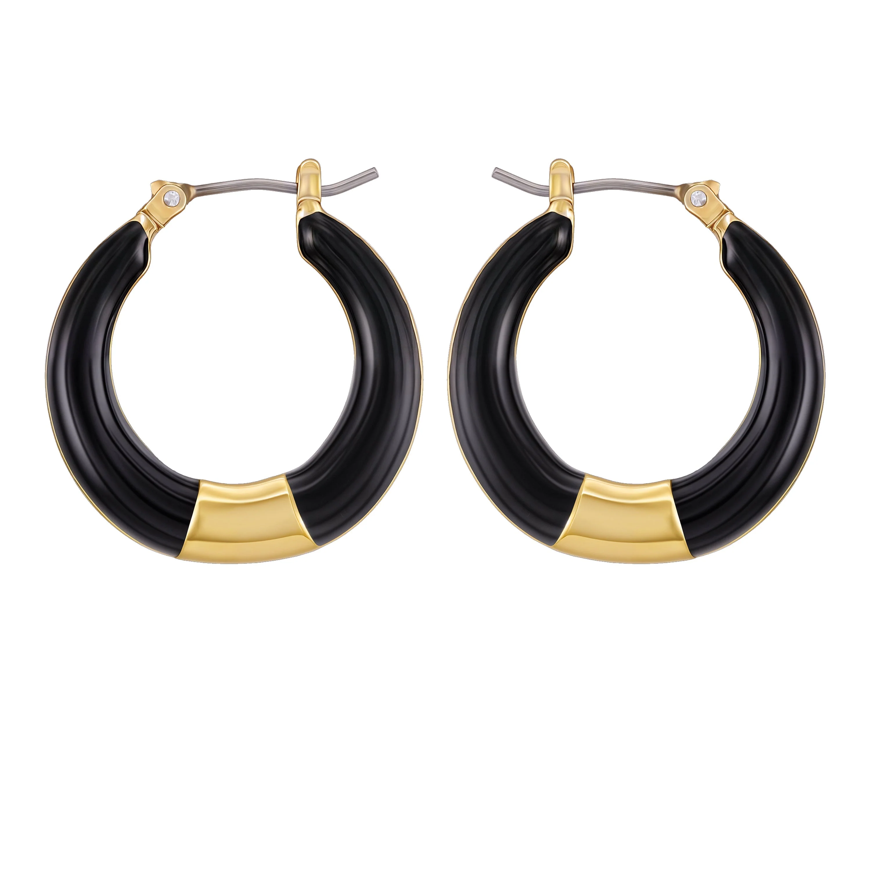 182-gold-tone-enamel-hoop-earrings-1.webp Gold Tone Enamel Hoop Earrings