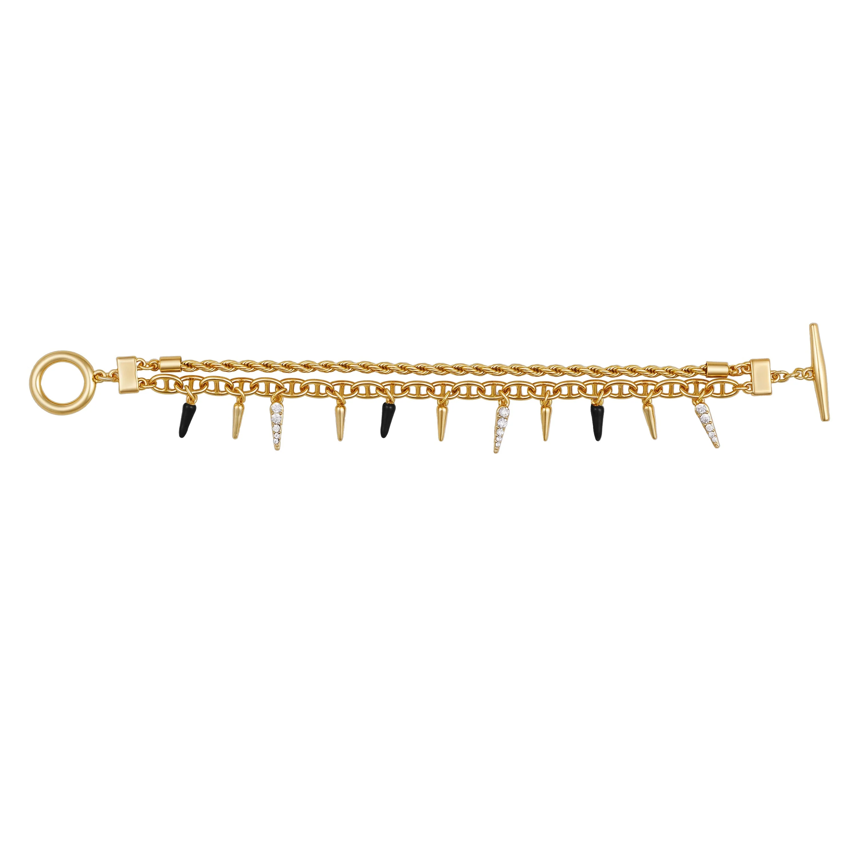 Crystal And Gold Tone Multi Strand Bracelet