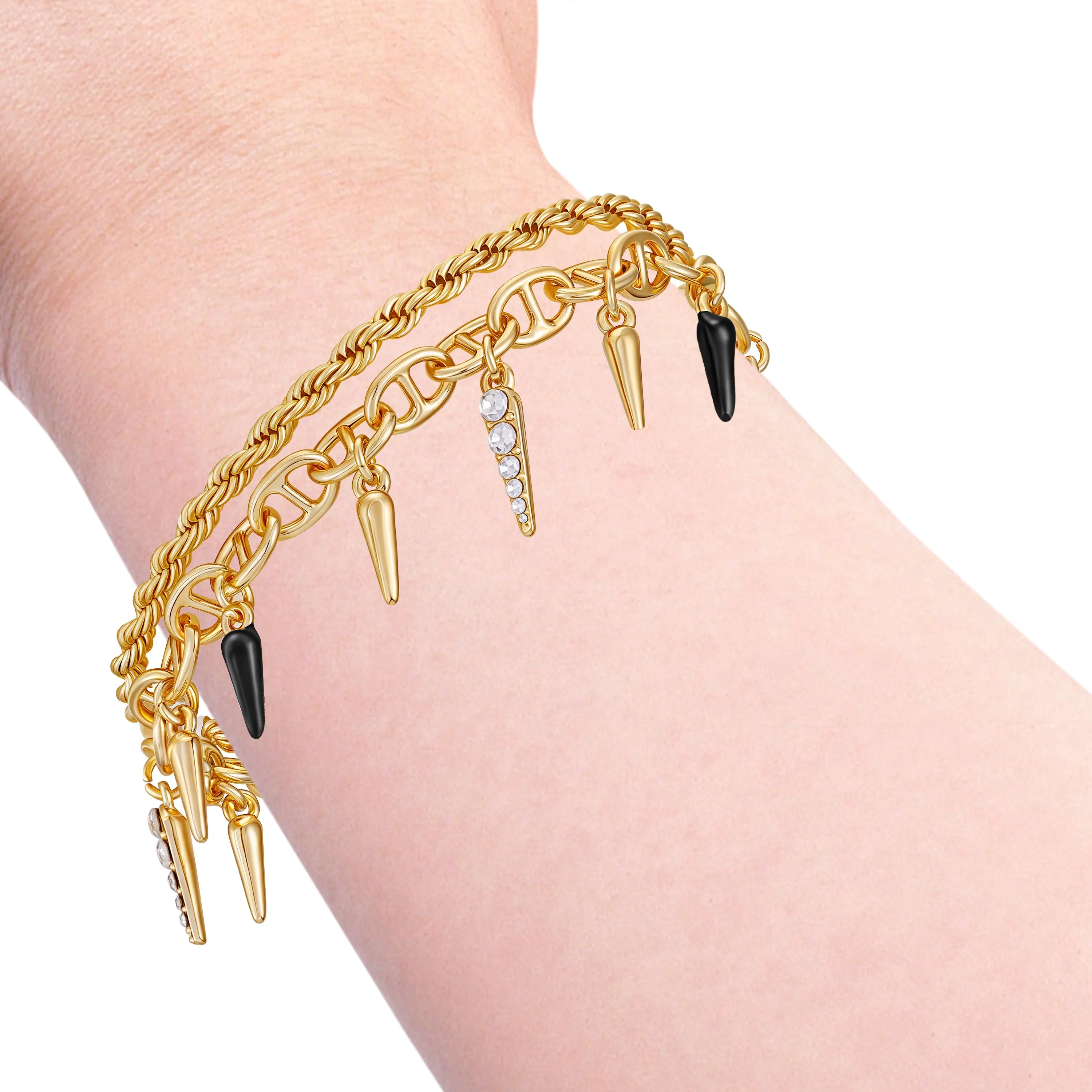 Crystal And Gold Tone Multi Strand Bracelet