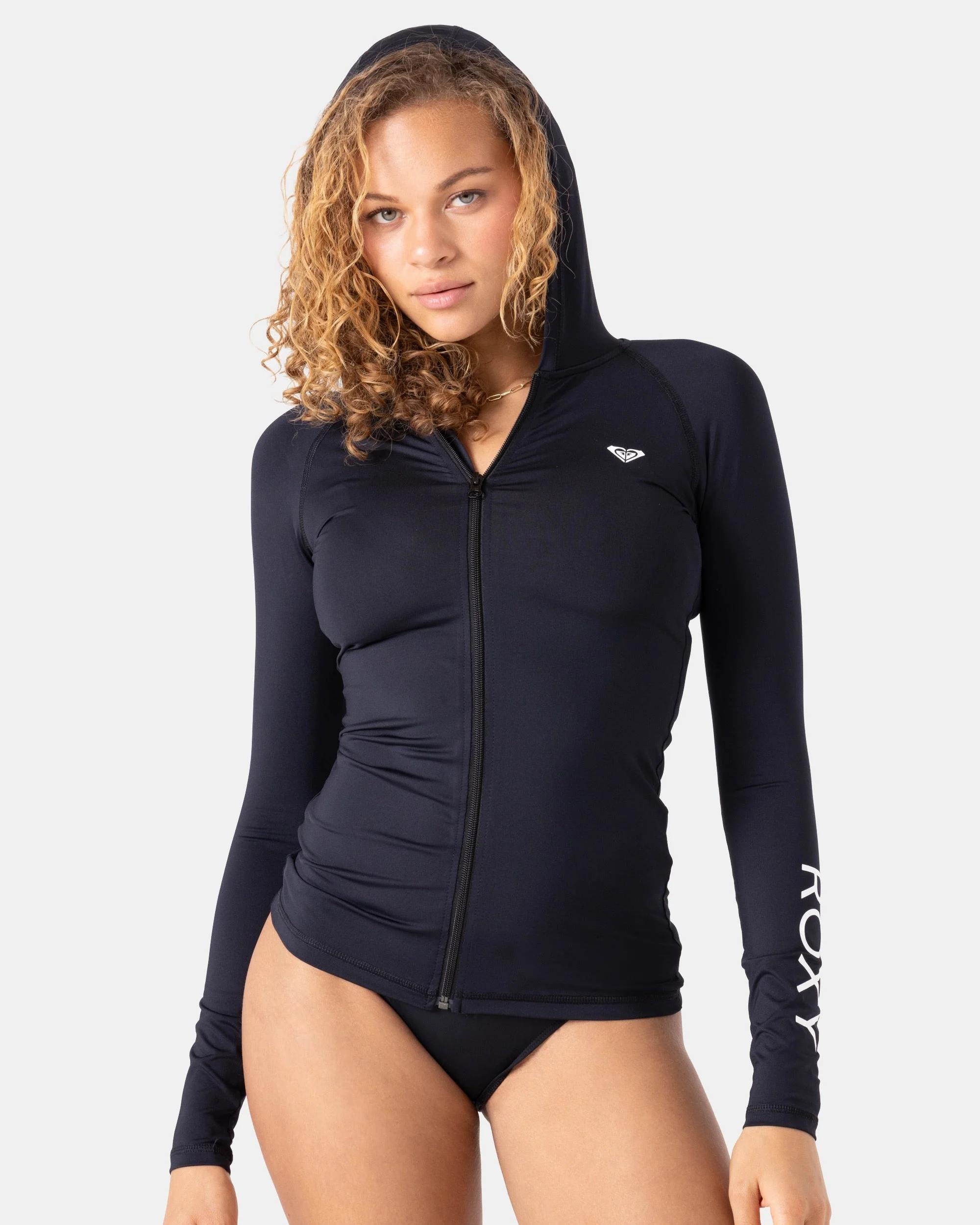 New Essentials Long Sleeve Zip Hooded Rashguard