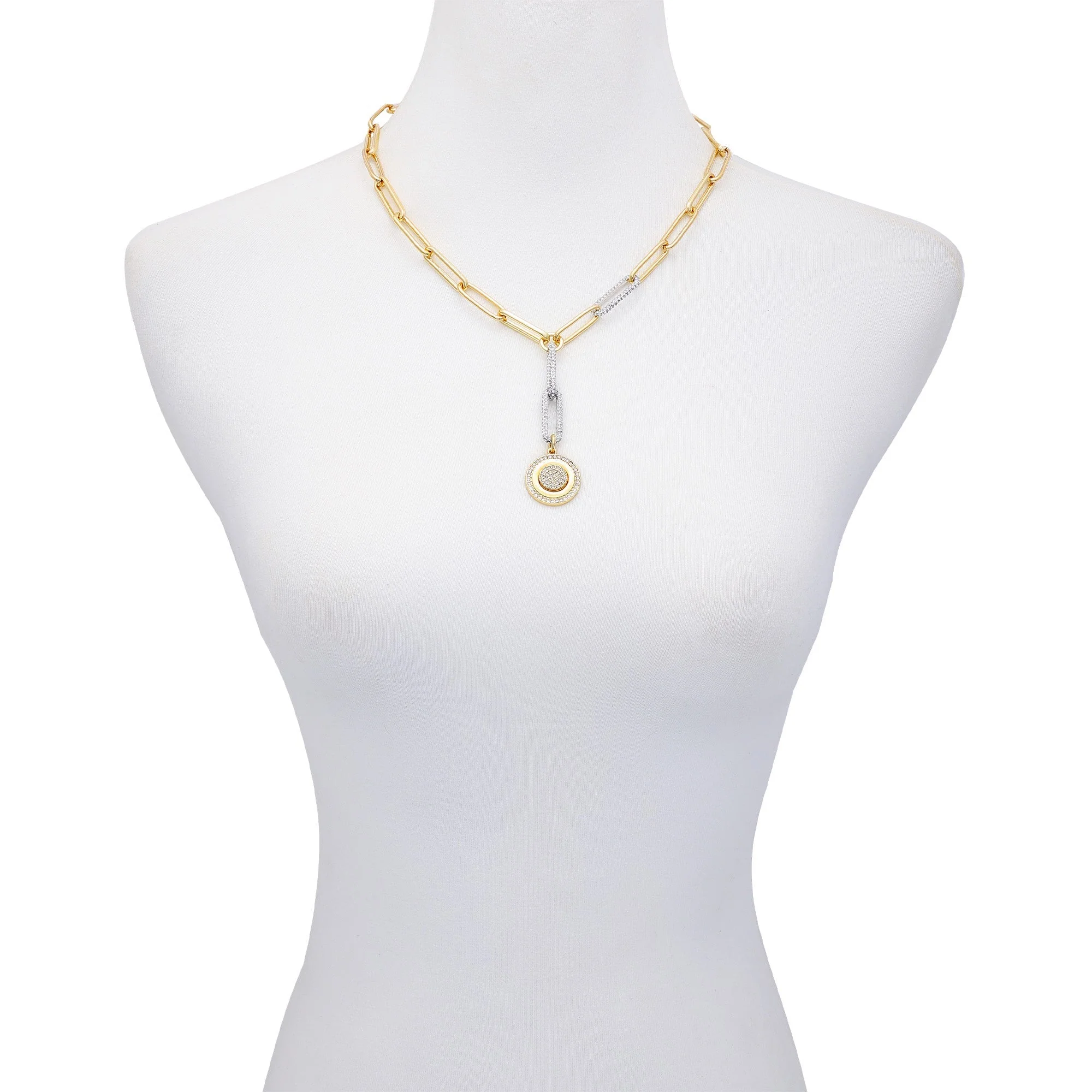 Two Tone Coin Pendant Y Necklace