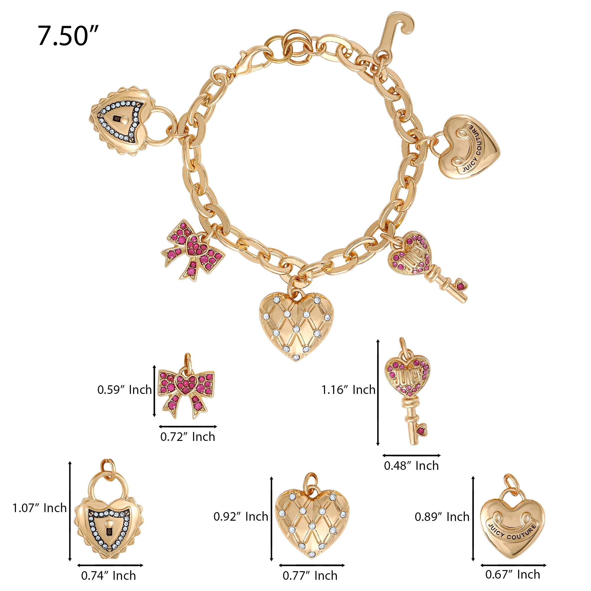 Heart & Key Charm Bracelet