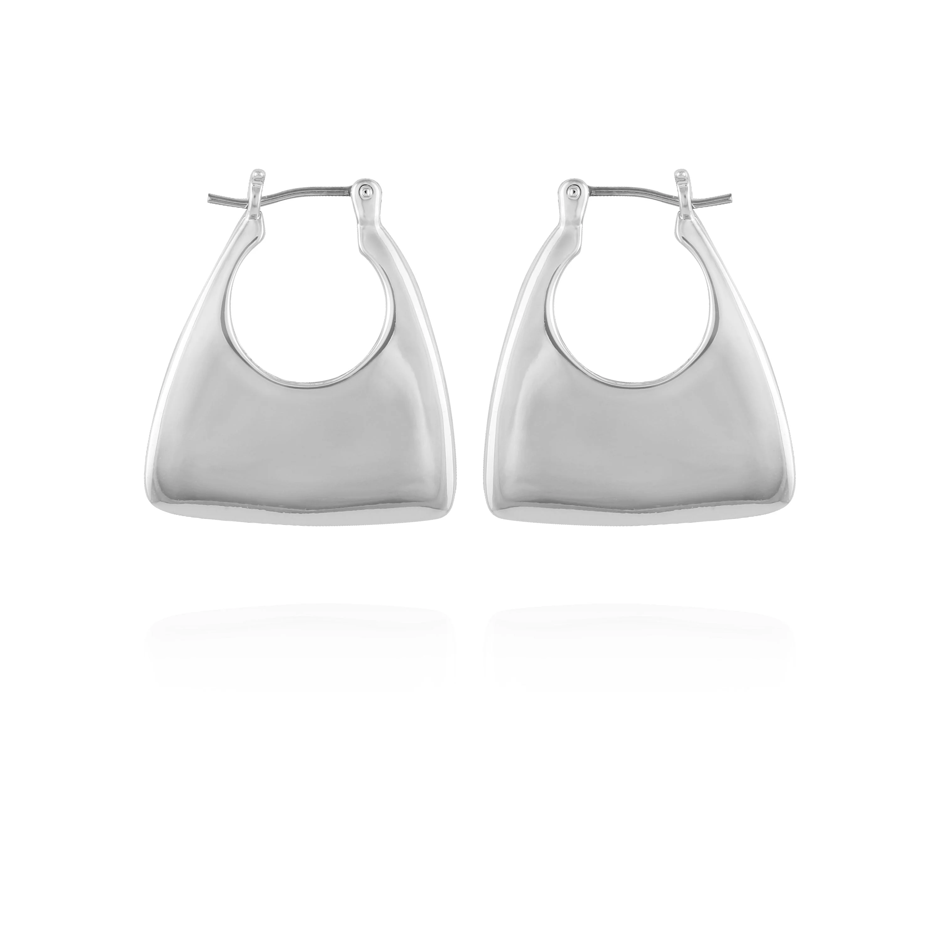 Silvertone Purse Click Hoop Earrings
