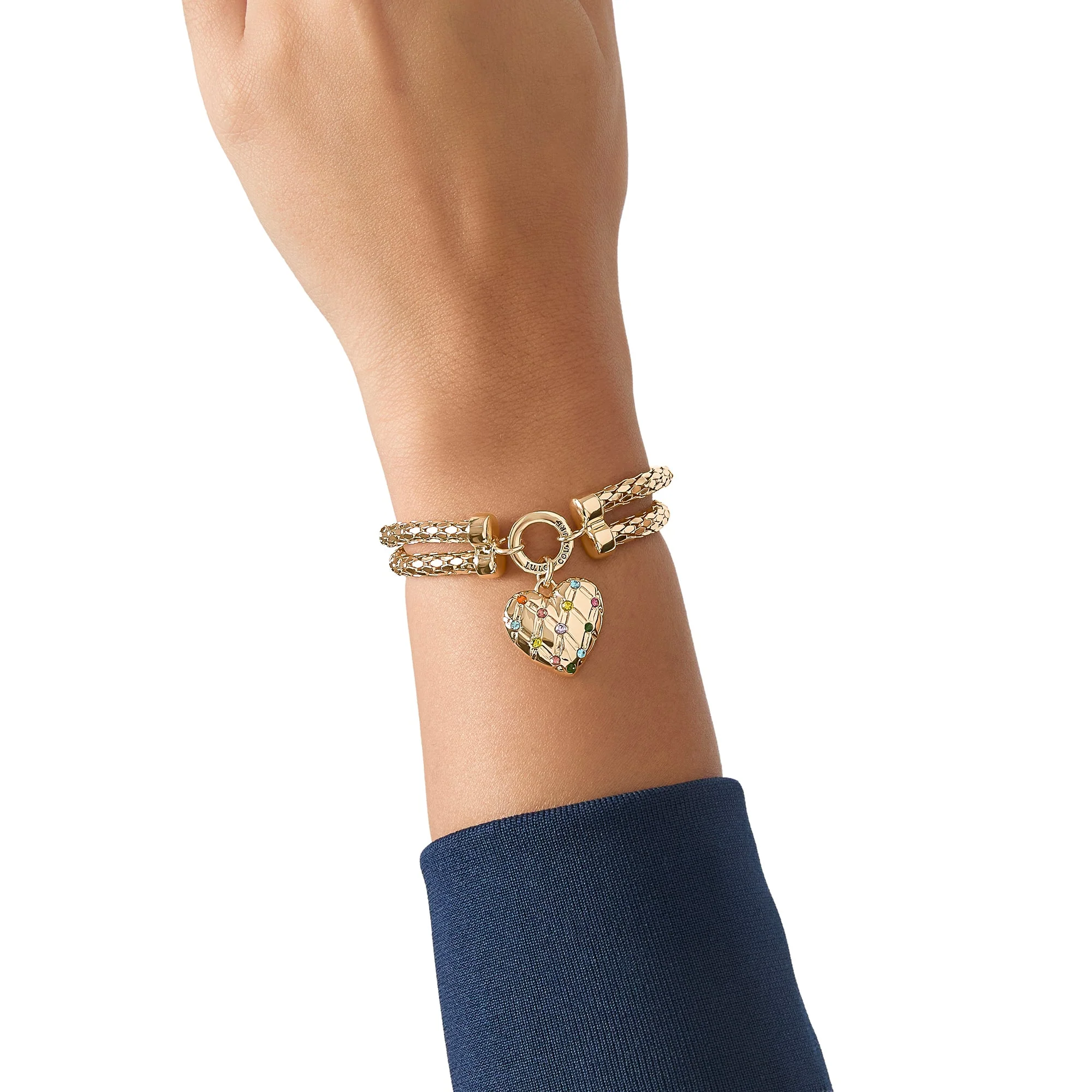 Double Chain Heart Padlock Bracelet