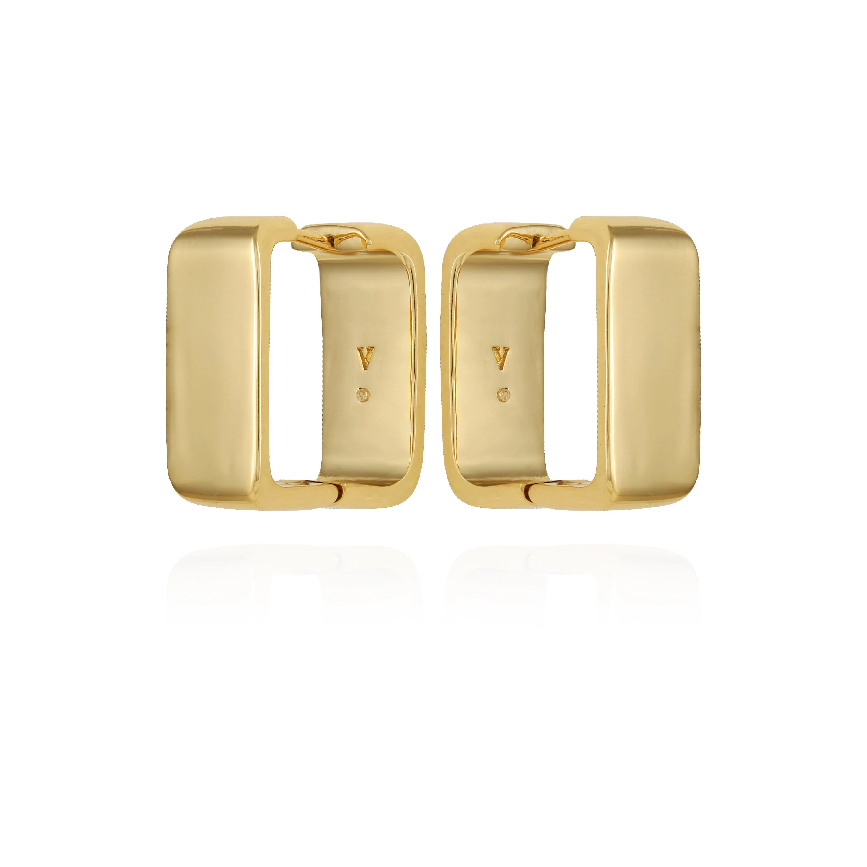 Brass Rectangle Hoop Earrings