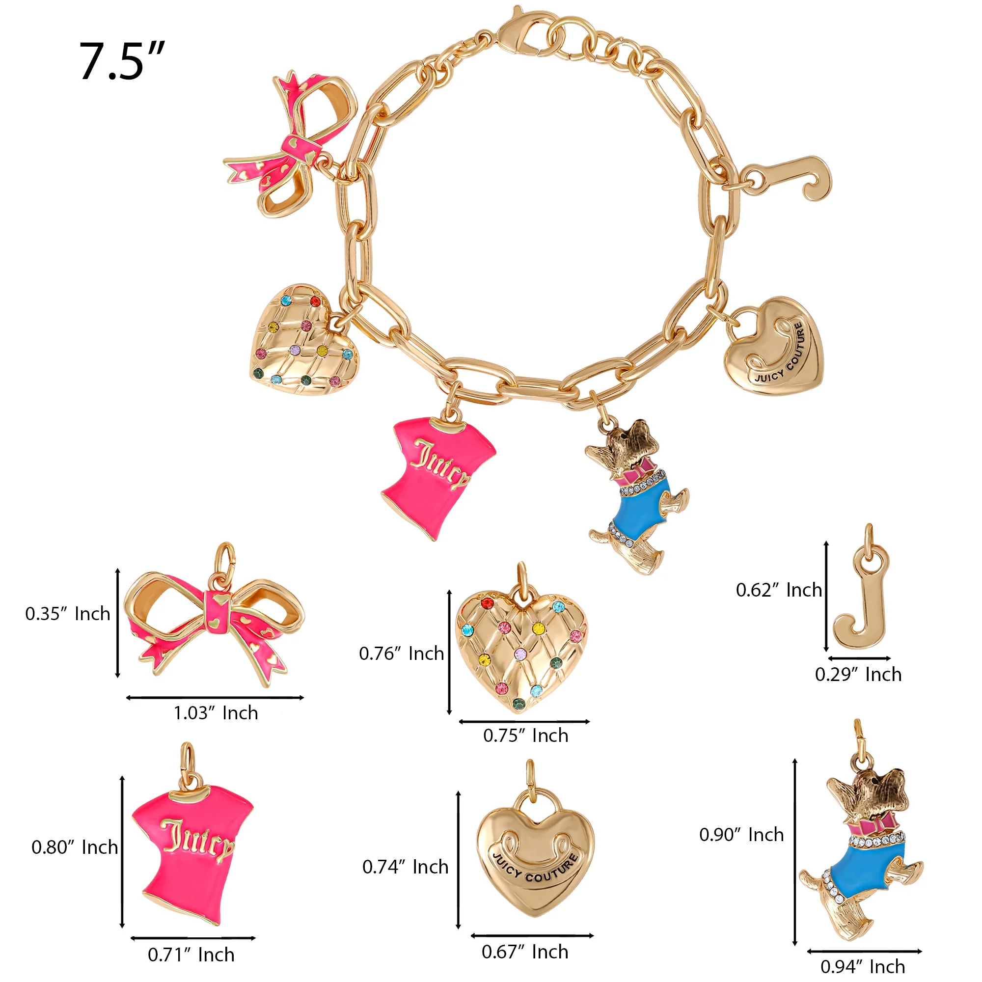 Pink and Gold Charm Bracelet