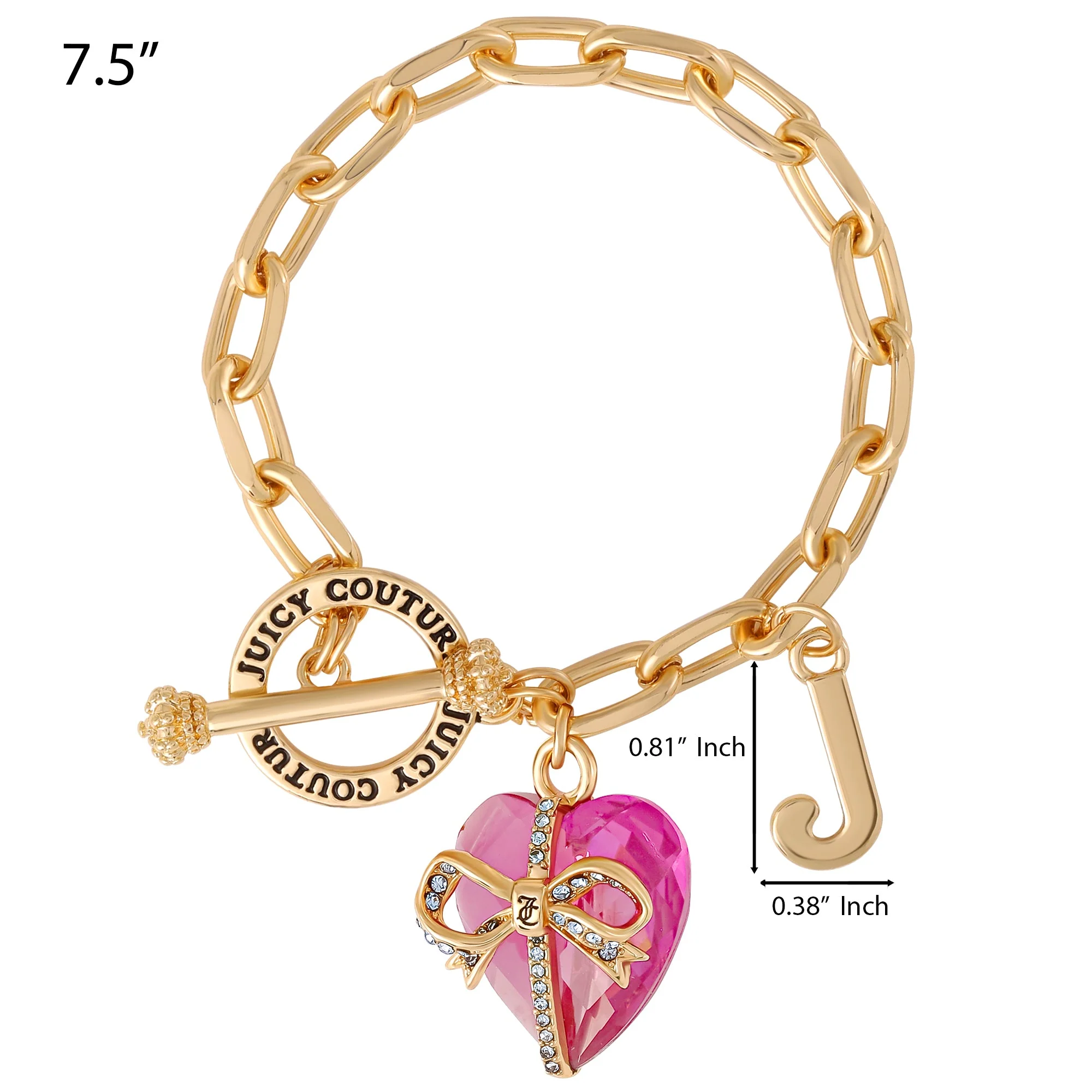 Heart Stone & J Charm Bracelet