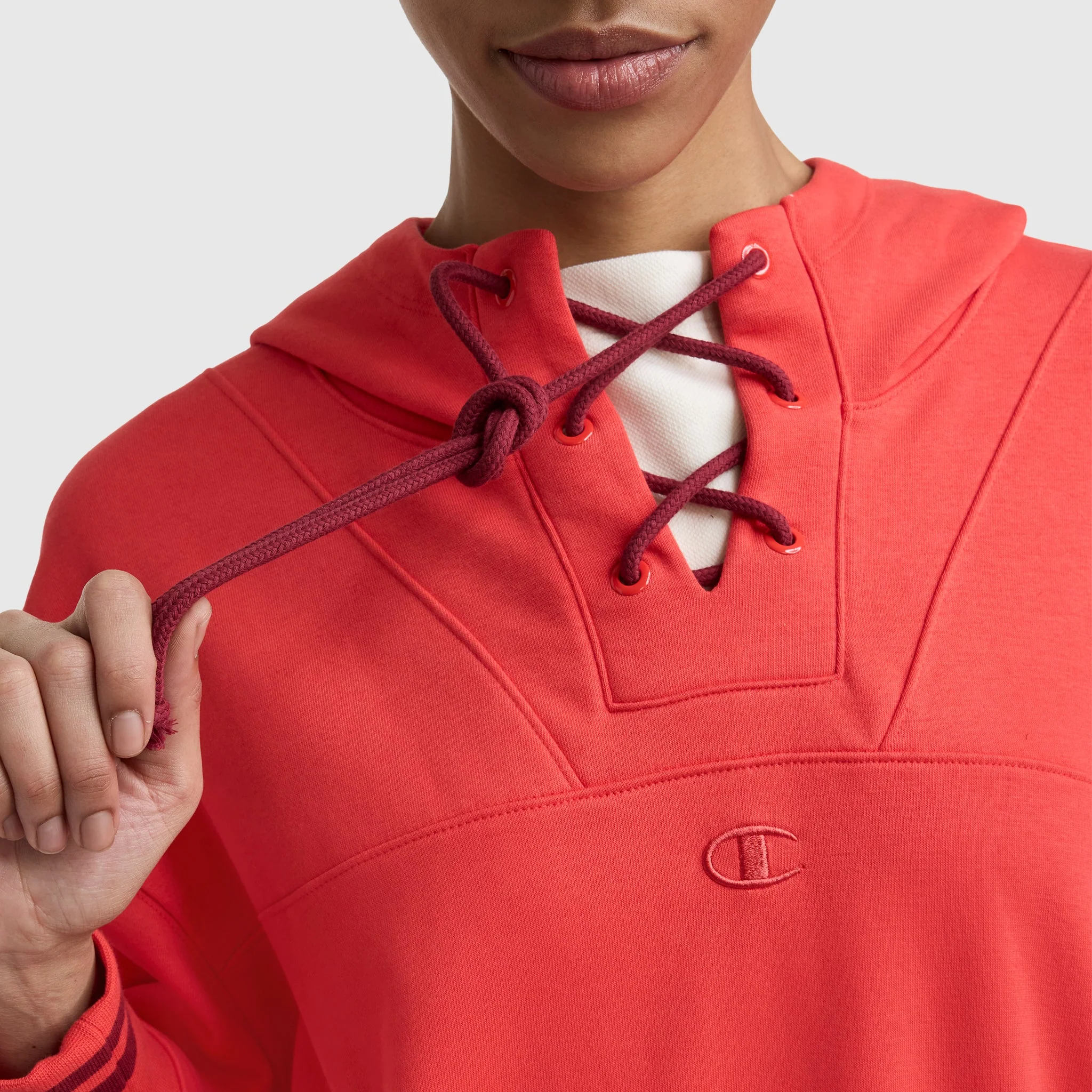 4511-tackle-lace-front-hoodie-tonal-embroidered-c-logo-5.webp Tackle Lace Front Hoodie, Tonal Embroidered C Logo