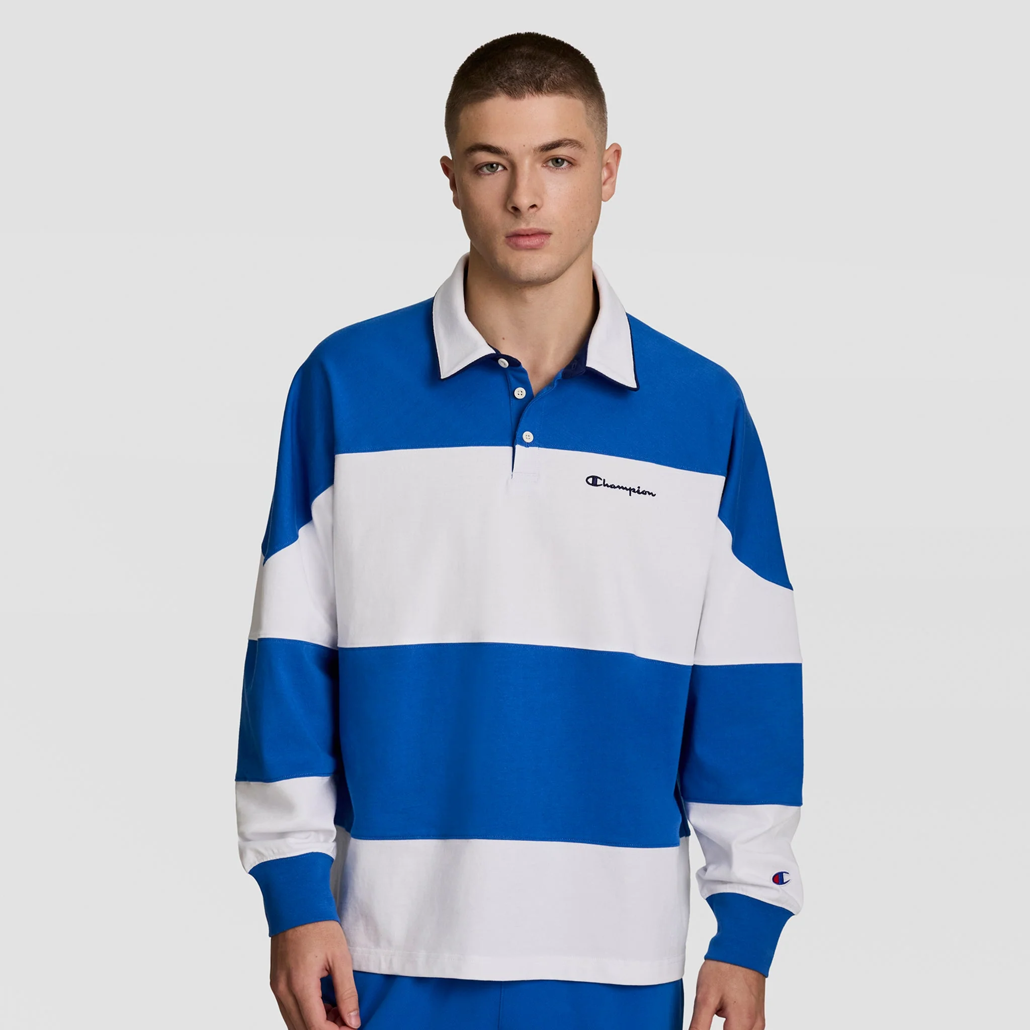 Gridiron Blocked Long Sleeve Rugby, Script Logo