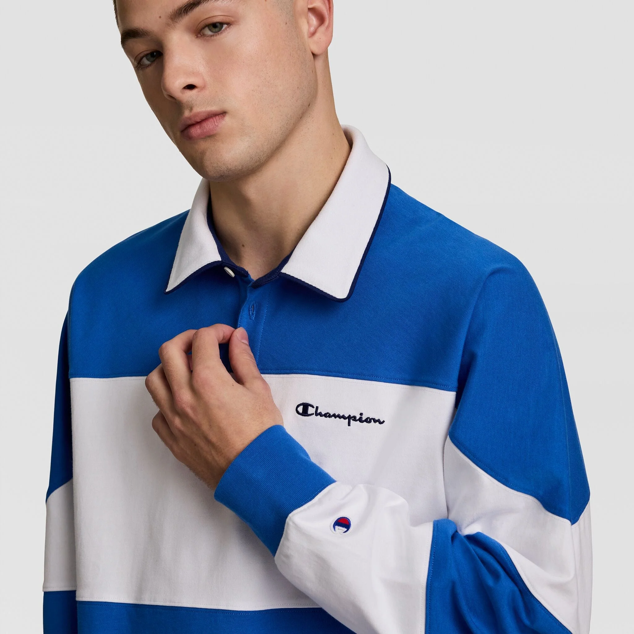 Gridiron Blocked Long Sleeve Rugby, Script Logo