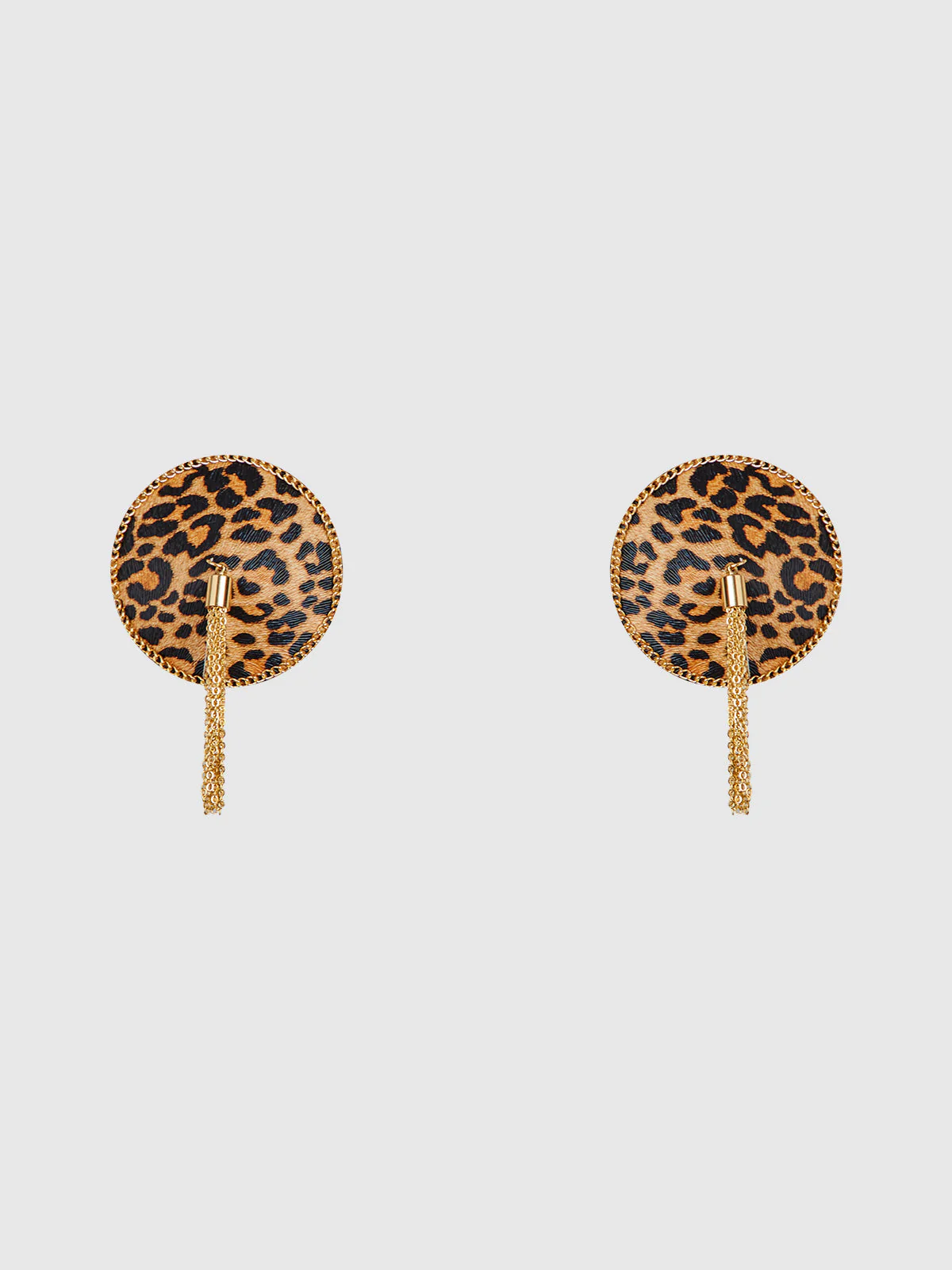 Leopard & Gold Chain Round Tassel Pasties