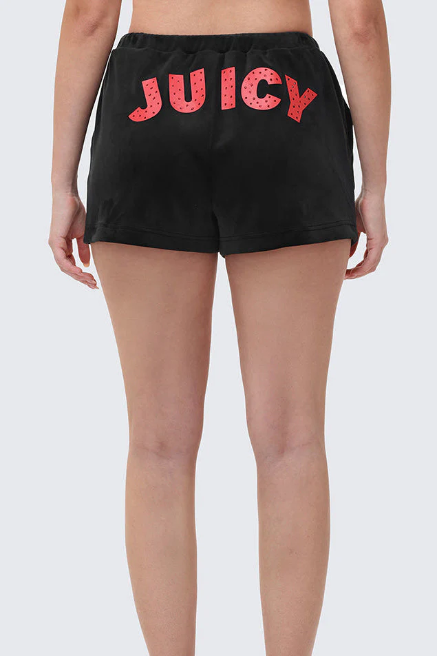 Cherry Bling Velour Shorts