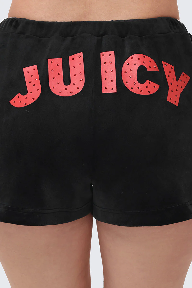 Cherry Bling Velour Shorts