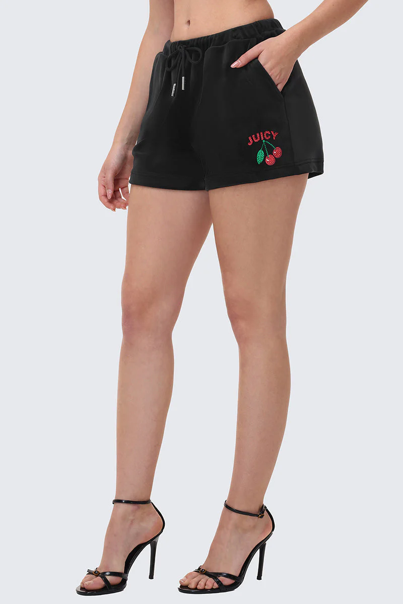Cherry Bling Velour Shorts