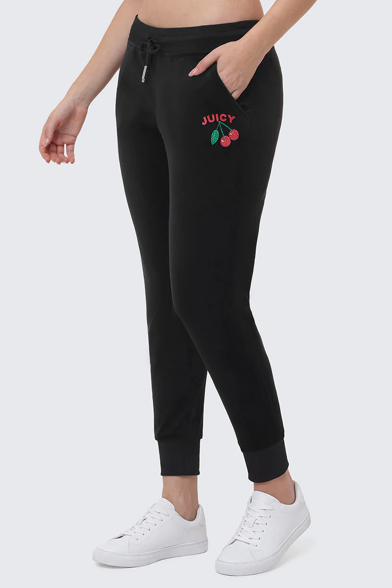 Cherry Bling Velour Jogger